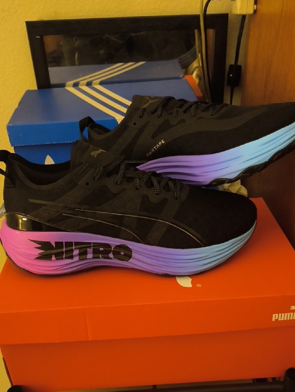 Puma Black Athletic Shoes with Purple and Light Blue Gradient Sunset Edition